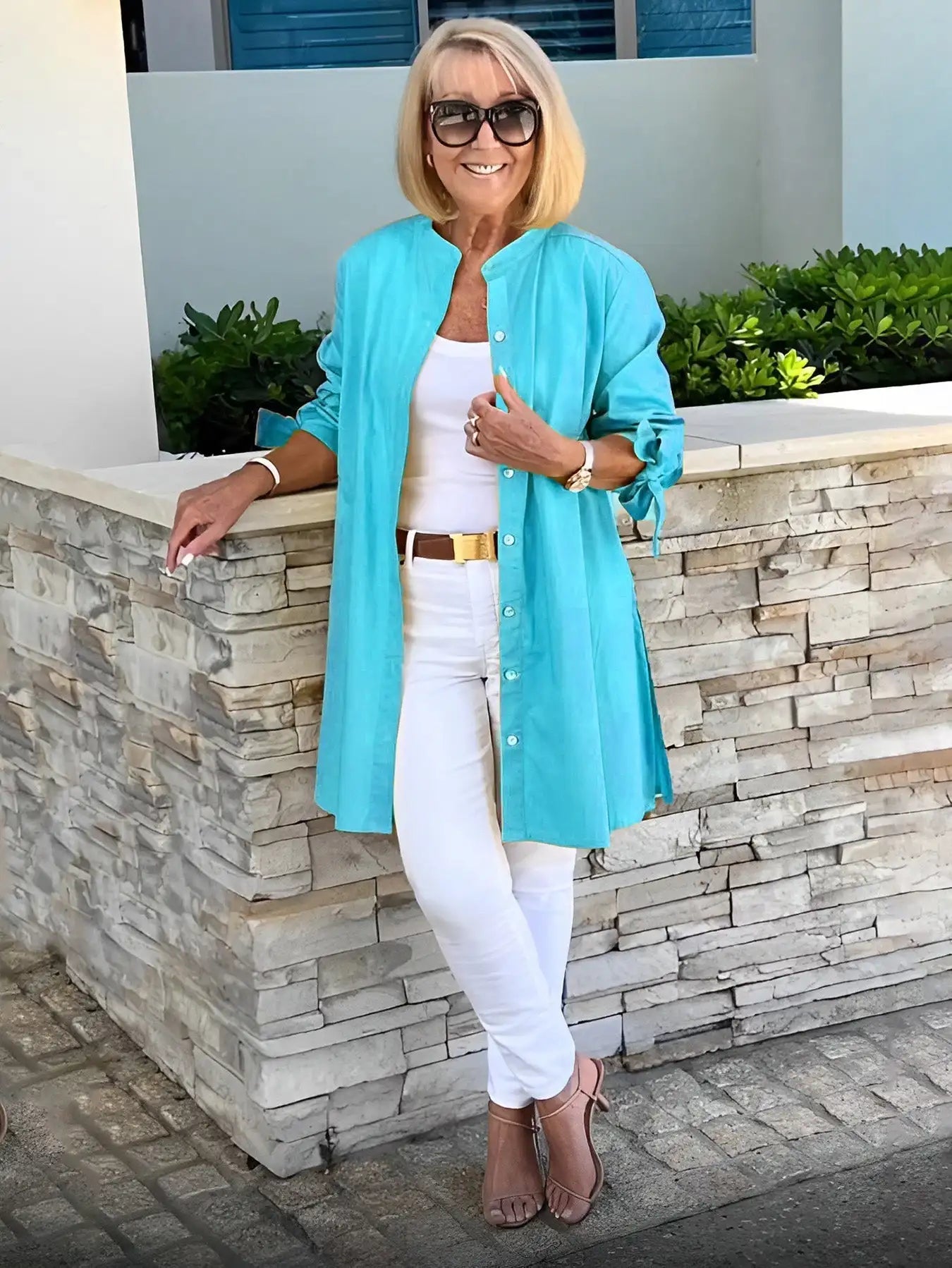 MQTIME - Shirt Jacket for Womens Button Down Shirts Cotton Long Sleeve Blouse Lapel Tops Cover Up Shirt Loose Shirt Jackets