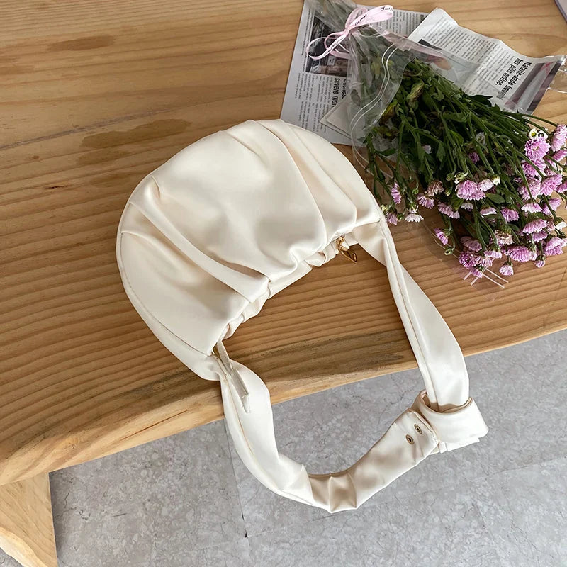 nvxiot - Elegant Pleated Shoulder Bag for Women Soft Pu Leather Casual Hobos Bag Advanced All-match Fashion Designer Ladies Handbag
