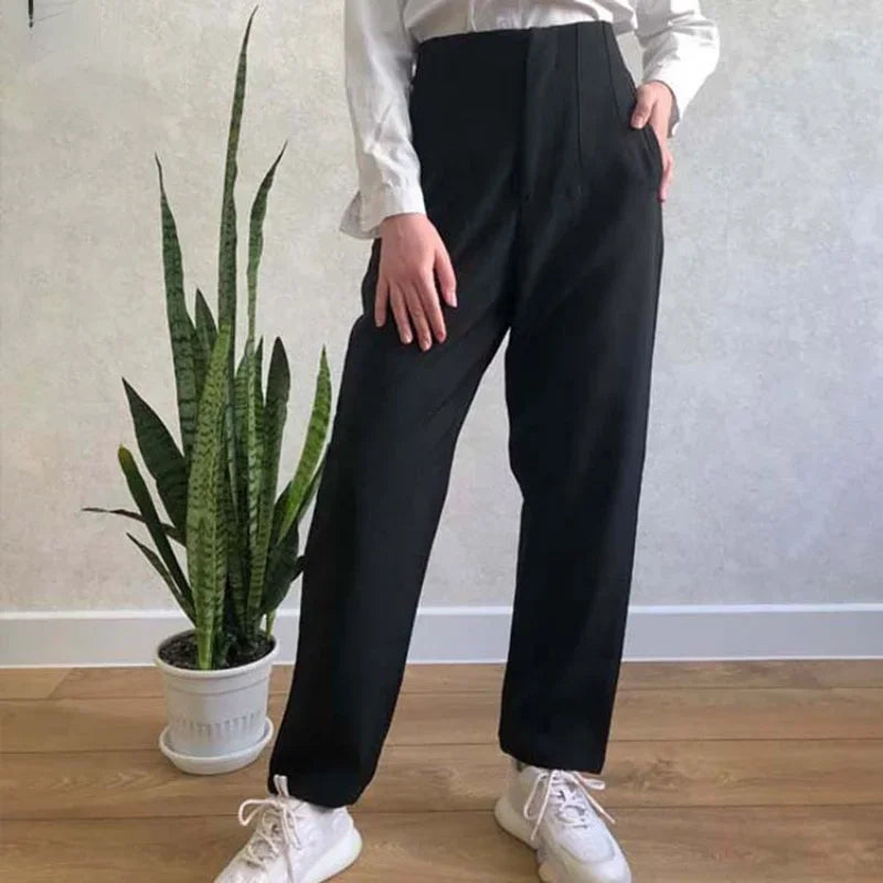 nvxiot - 2024 New Chic Fashion Woman Pants Office Wear Pants for Women Vintage High Waist Zipper Fly Female Ankle Trousers Mujer Gothic