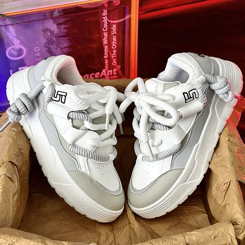 nvxiot - Men’s Vulcanized Sneakers Street Style Platform Walking Shoes for Men New Basketball Outdoor Running Casual Bread Shoes 2024