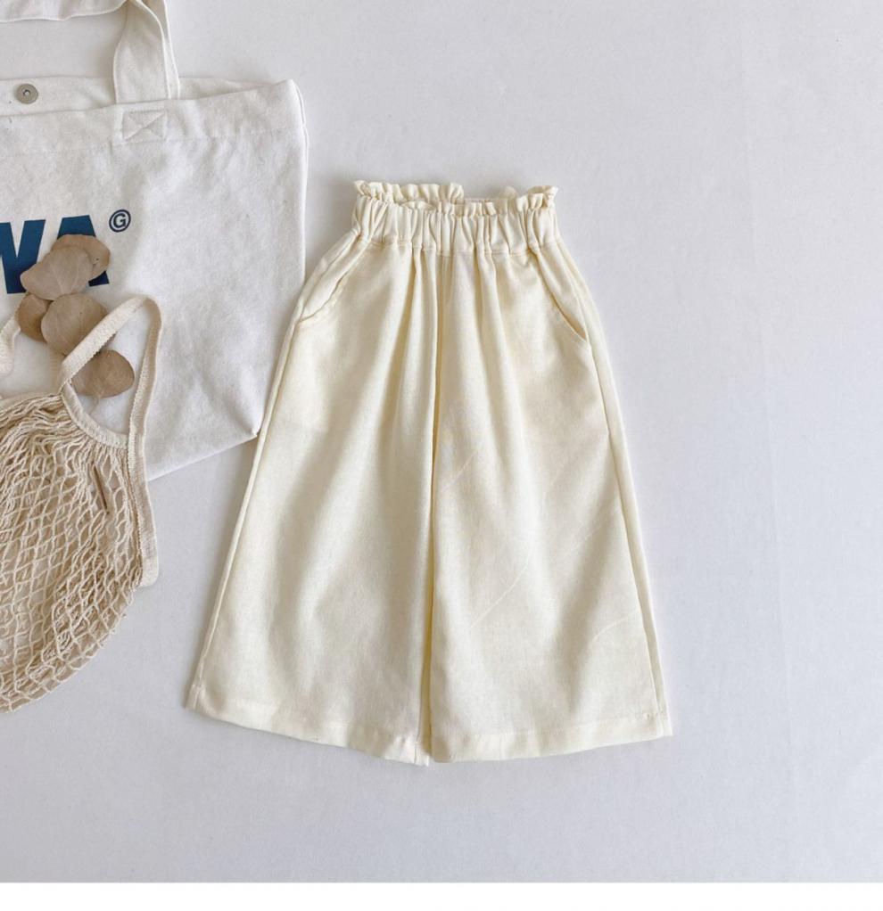 nvxiot Girl Clothes Sets Summer Solid Color Linen Cotton Spaghetti Strap Emboried Tops Wide Leg Pants 2Pcs Outfits Sets With Pants 2-7Y