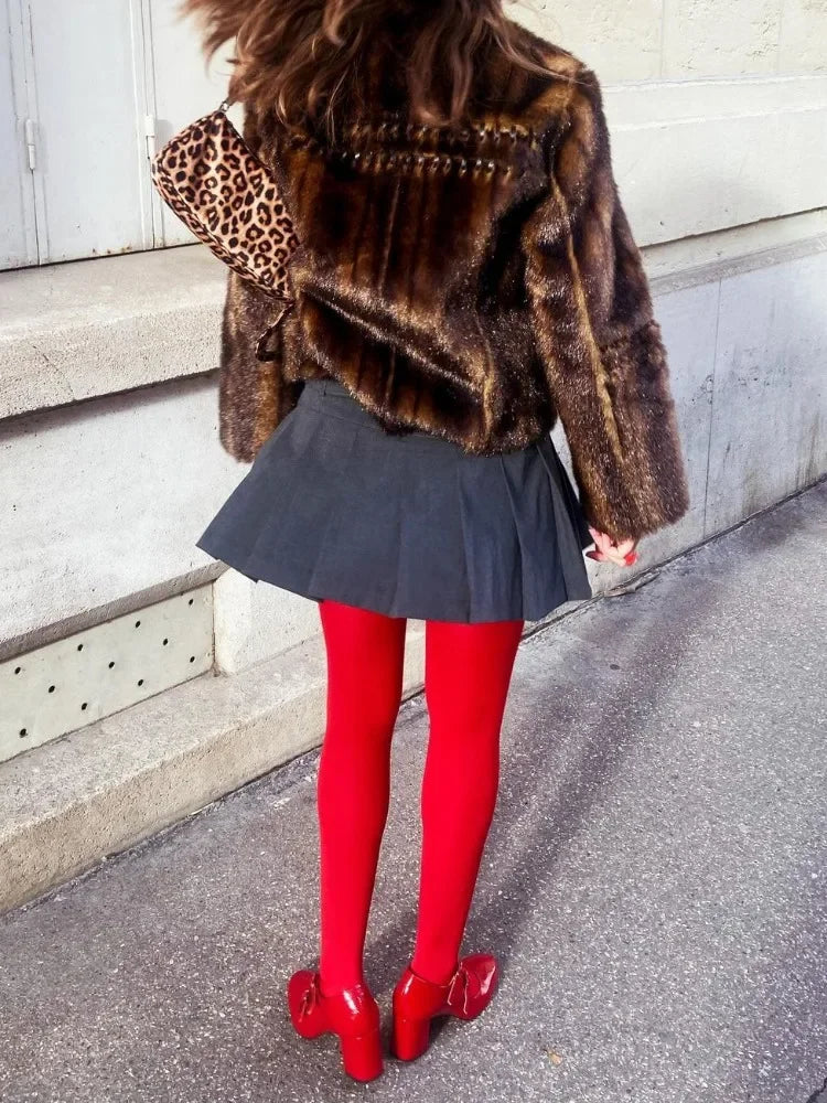 nvxiot - Fall Outfits 2024 New Tights Women Stockings Slim See-Through Lingerie Lace Leggings Winter Women's Pantyhose Red Bodys Sexy Mujer Bottom