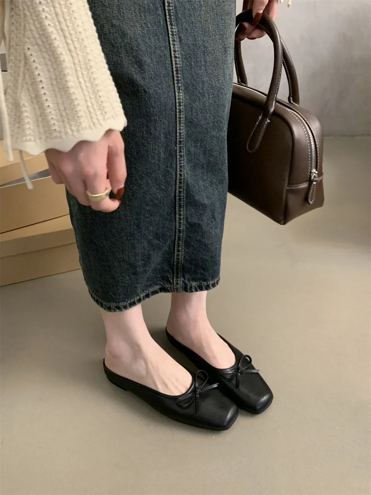 MQTIME - Wearing Slippers Outside 2024 Summer New Fashion Baotou Muller Shoes Casual Single Shoes Flat Heel Half Slippers Women's Shoes