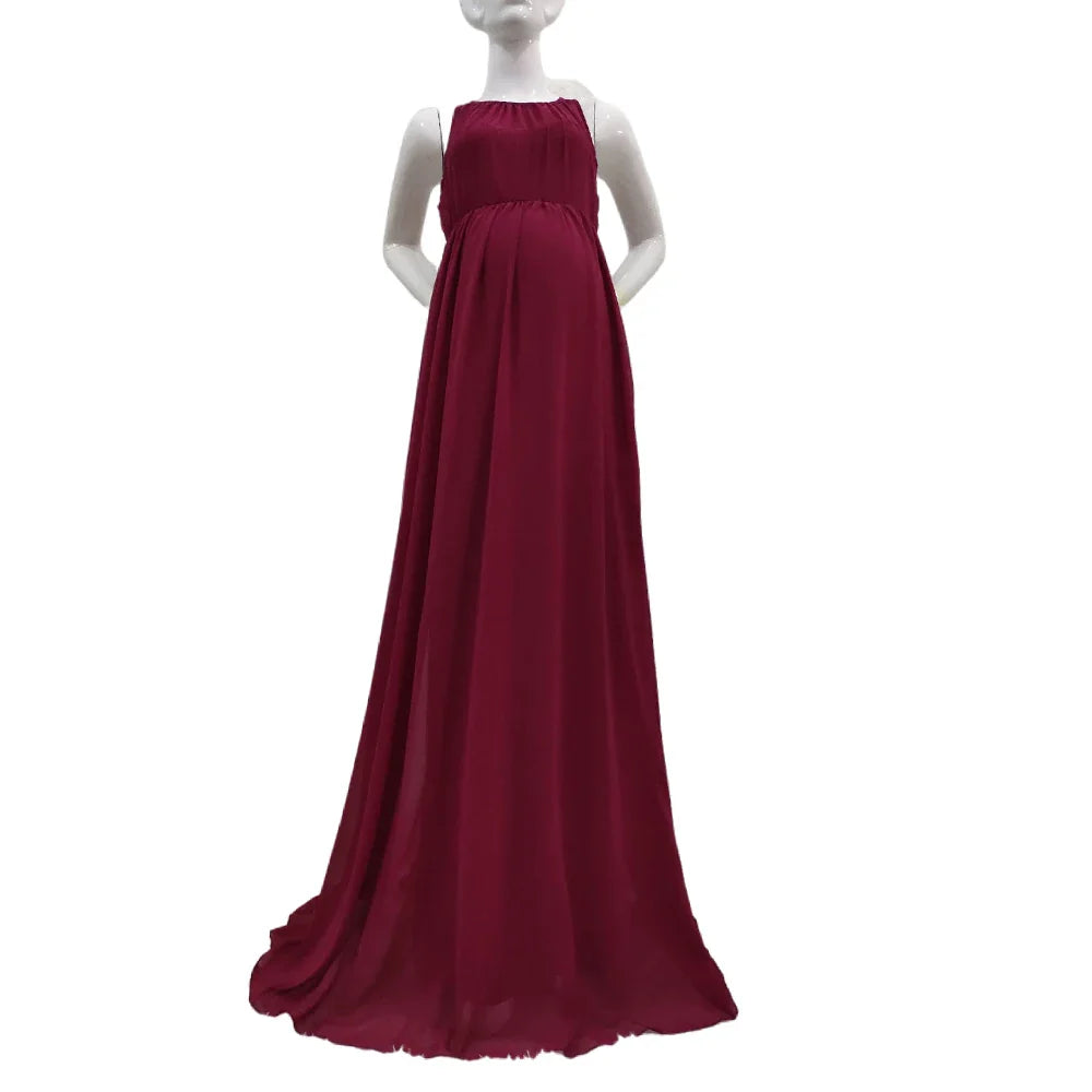 nvxiot - Cute Womens Maternity Photography Dresses Sexy Sleeveless Pregnancy Photo Shooting Dress For Pregnant Maxi Gown Baby Shower Prop