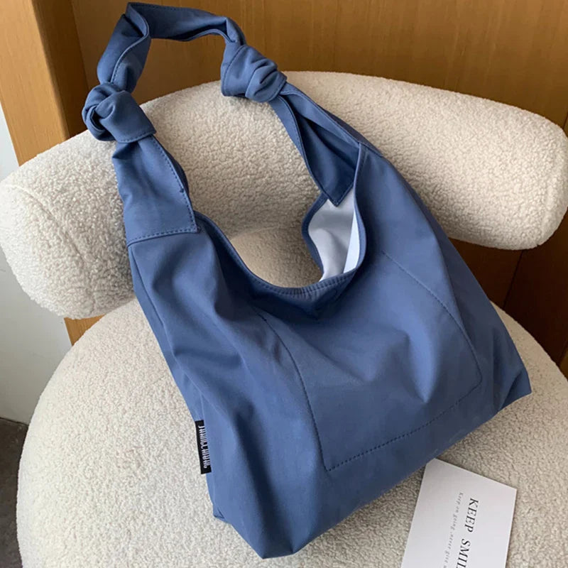 nvxiot Large Capacity Nylon Shoulder Bags Women Tote Casual Style Solid Color Big Handbag Black/White/Green/Blue INS Fashion Female Bag