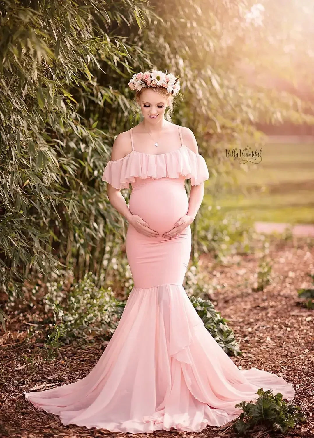 nvxiot - Mermaid Maternity Dresses For Photo Shoot Pregnant Women Pregnancy Dress Photography Props Sexy Off Shoulder Maxi Maternity Gown