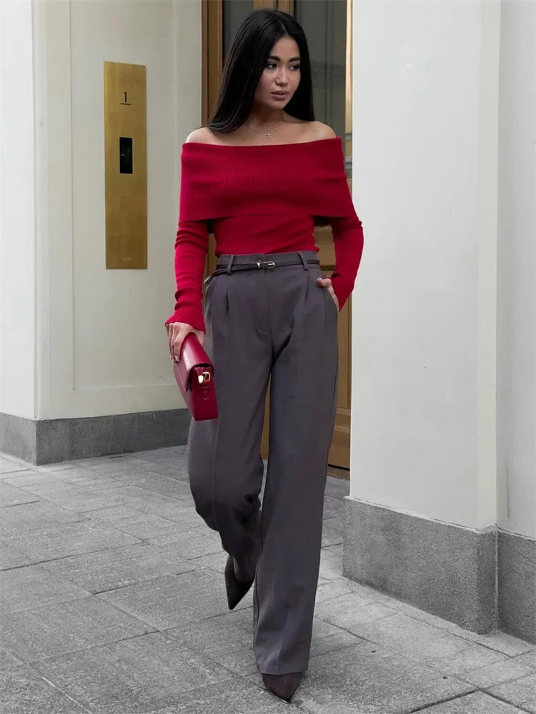 nvxiot - Sexy Knit Backless Pullover Top For Women Long Sleeve Fashion Solid High Waist Ribbed Streetwear Women's Knitwear Top 2024