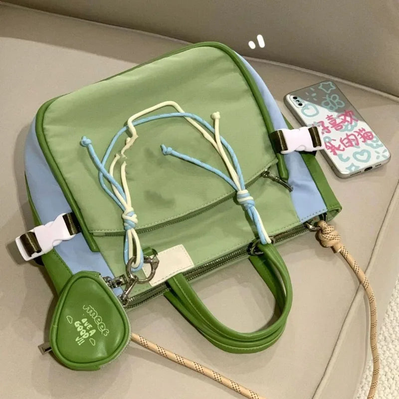 MQTIME - Green Womens Shoulder Bag Nylon Large Capacity Casual Student Tote Bag Jk Cute Aesthetic Literary Ladies New in Handbag