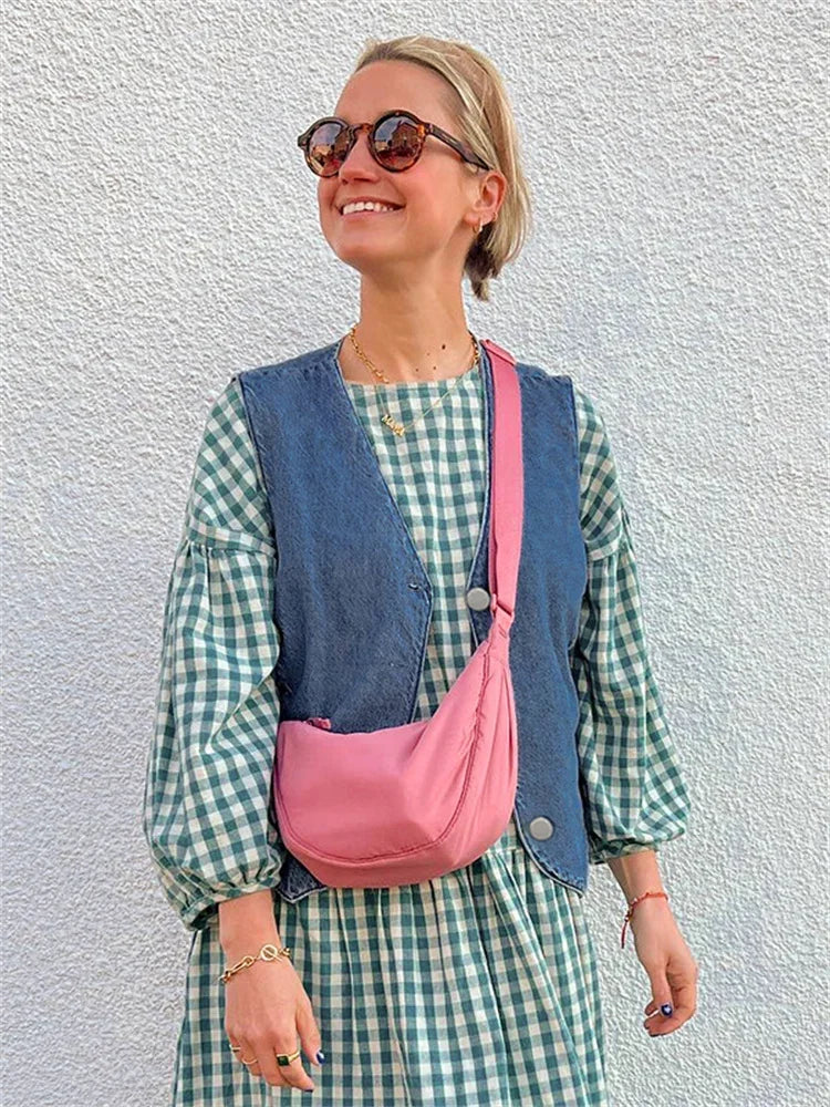 nvxiot - Denim V-Neck Vestidos Outwear Female Sleeveless Casual High Waist Jean Streetwear Patchwork Cardigan Y2k Top Women's Vests