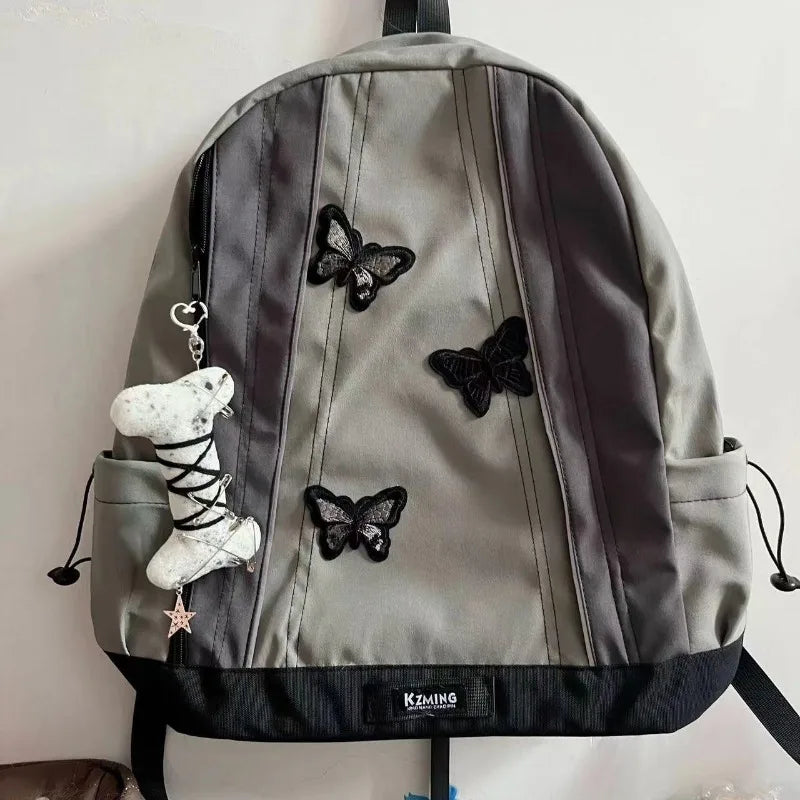nvxiot - Y2k Gothic Womens Backpack Butterfly Patchwork Student School Backpacks Large Capacity Vintage Fashion Designer Luxury Bag