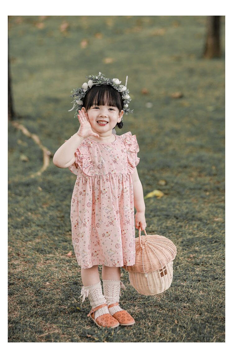 Summer Baby Girls Princess Dress Children Clothes Cotton Short Sleeve Blouse Top+Pants Suits Kids Party pastoral Floral skirt