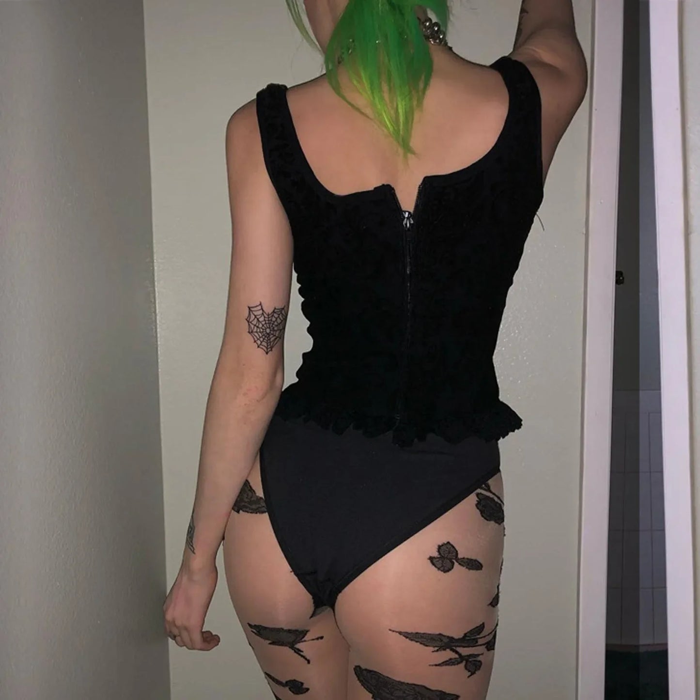 MQTIME - Halloween Gothic Women Crop Top Skeleton Printed Black Corset Tops Sexy Aesthetic Grunge Fairy Core 90s Camisole Clothes