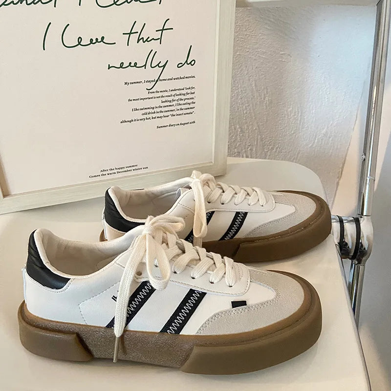MQTIME - New Autumn Winter Fashion Shoes for Woman Classic Sneakers Women Retro Low Cut Lace Up Casual Women Sneakers Women Shoes