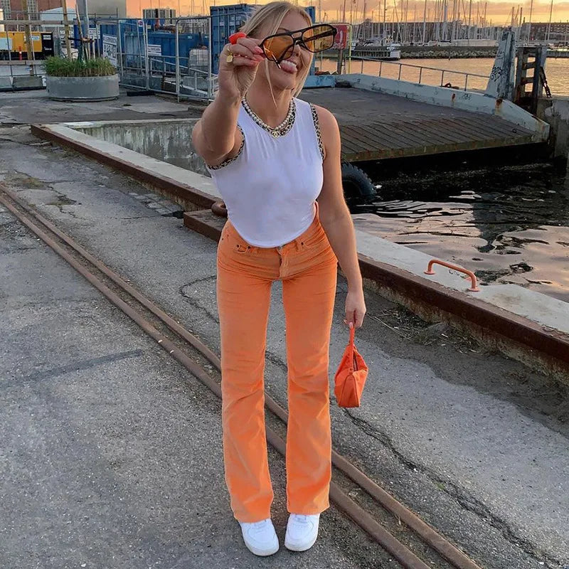 nvxiot Casual High Waist Pockets Rivet джинсы женские Wide Leg Pant Vintage Slim Macaron Color Office Ladies Jeans Korean Fashion