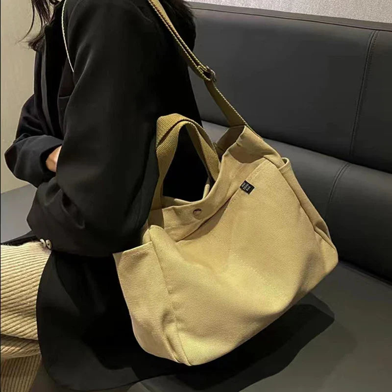 nvxiot Big Handbags Women Canvas Bag Fashion Daily Simple Crossbody Shoulder Bags Female Tote 4 Solid Color Vintage Retro Messenger Bag