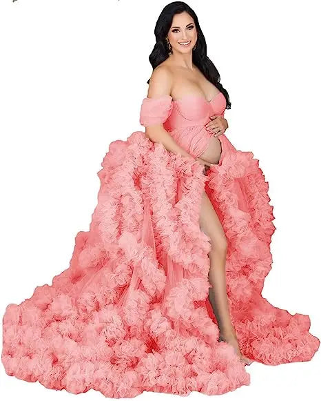 nvxiot - tulle robe photo dress Summer 3d Shoulderless Elegance Maternity Dress for Pregnant Women