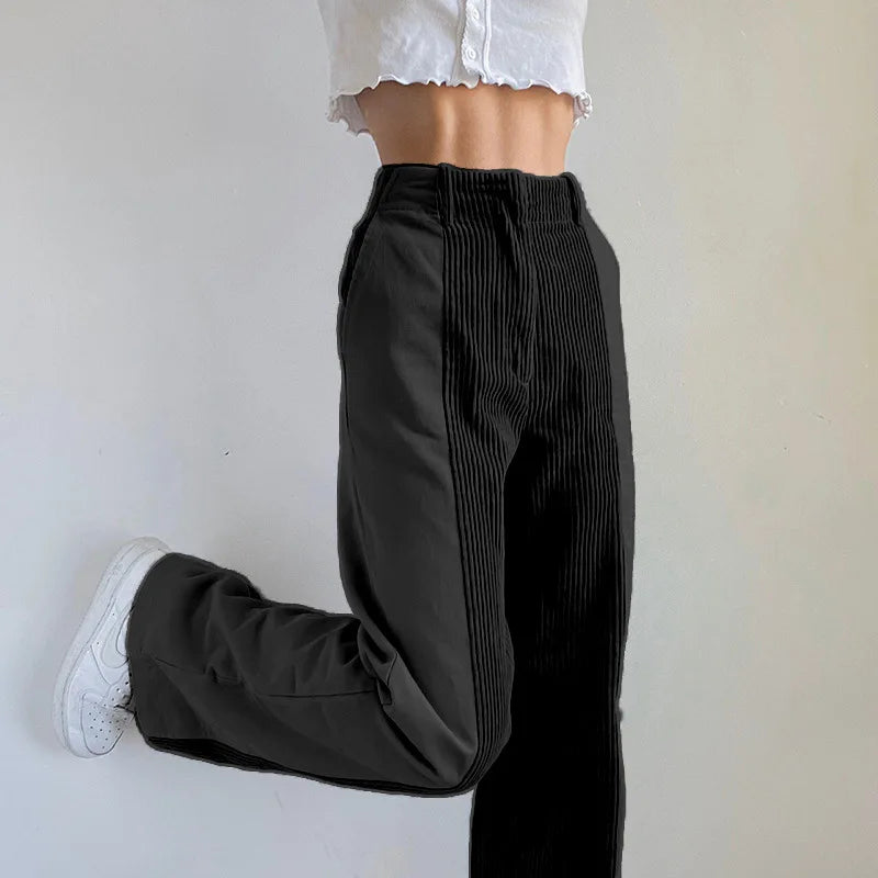 nvxiot Autumn winter new women's straight pants Plus Size high waist loose collocation color casual pants corduroy pants women trousers