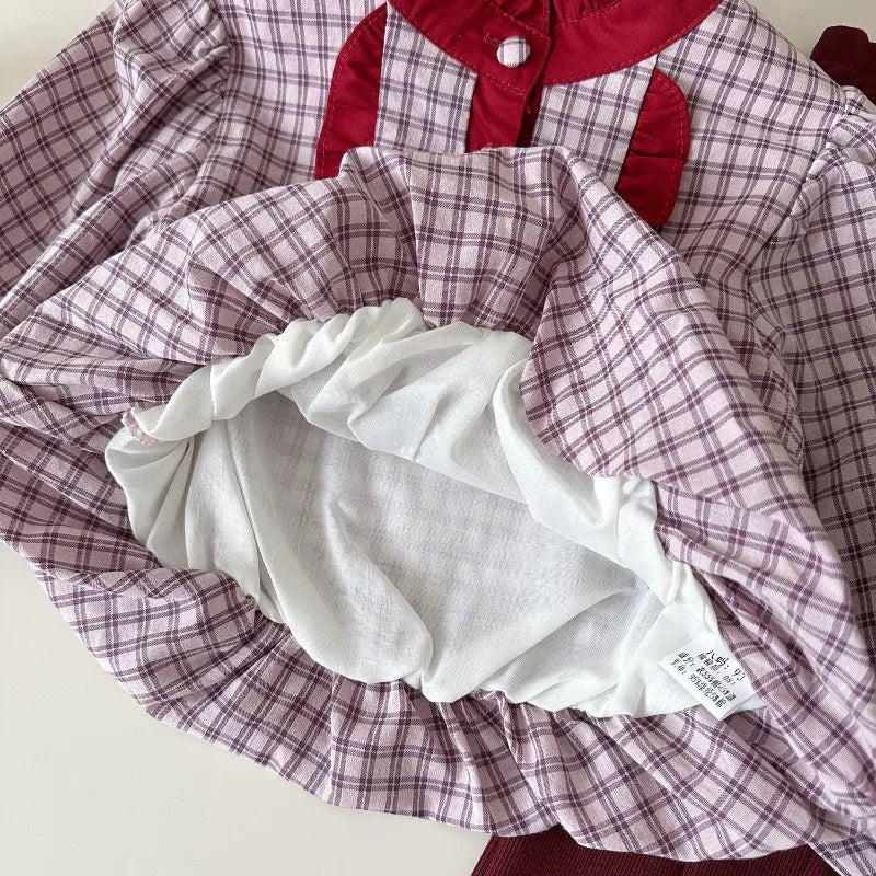 MQTIME - Girls Clothes Sets Autumn Spring Long Sleeve Plaid Shirt+Pants Fashion Korean Children Suits Fall Kids Baby Girl Clothes 2-8Yrs