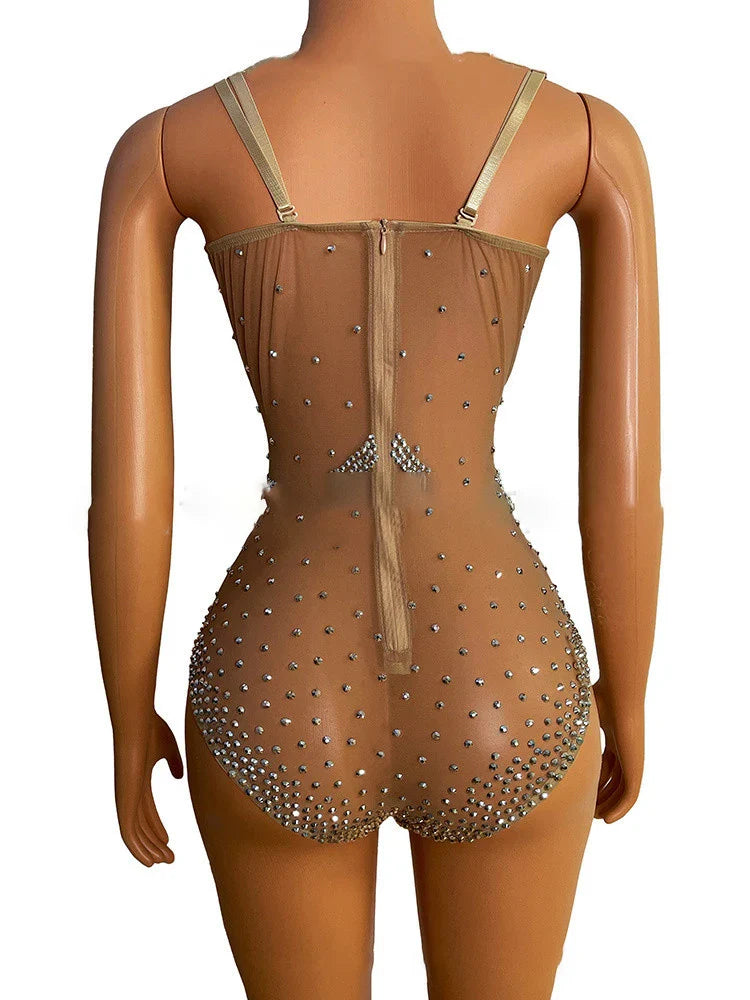 nvxiot - Maternity Photography Props Dress Sparkly Silver Rhinestones Bodysuit See Through Plus Size Pregnant Women Photo Shoot Clothing