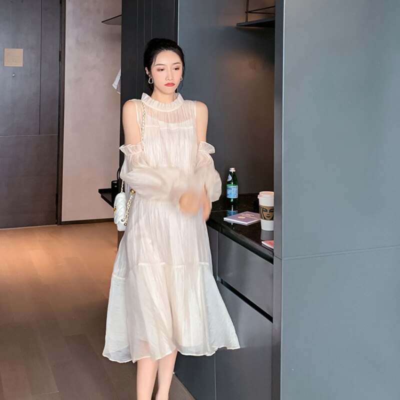 nvxiot Fashion Maternity Chiffon Summer White Dresses New Pregnant Women Clothes Pregnancy Dress Maternity Party Dress Elegant