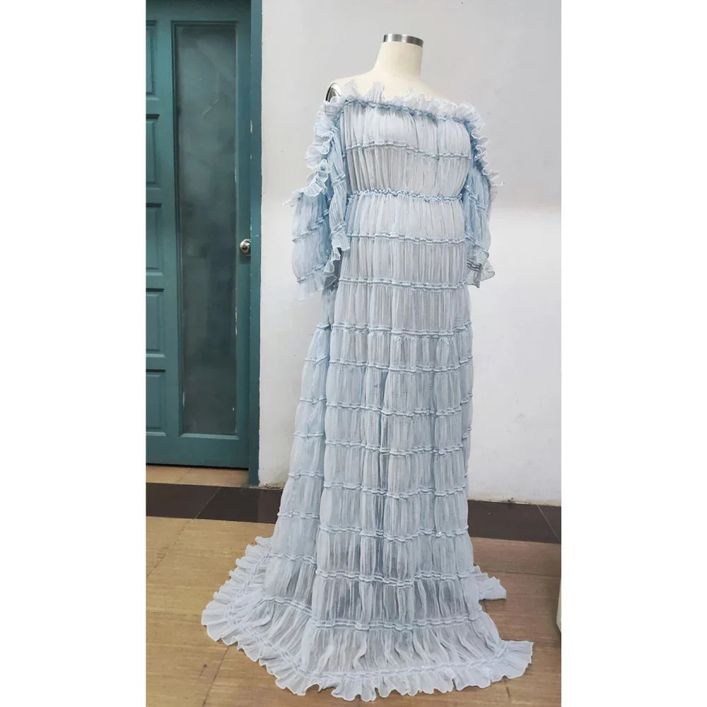 nvxiot - Bohemian Photo Shooting Pregnancy Dress Rose Theme In The Wilderness Pleated Chiffon Maternity Dress Clothes For Pregnant Women