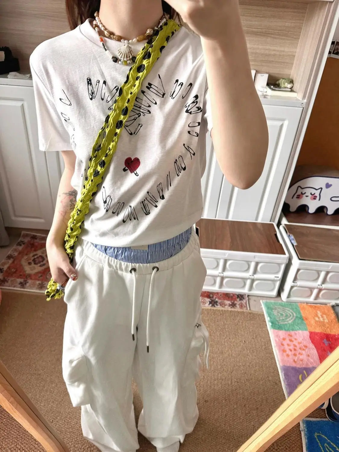 MQTIME - Loose Top Short Sleeve T-Shirt Cartoon Graphic Print TShirt harajuku fairycore 2000s y2k grunge korean clothing white cotton tee
