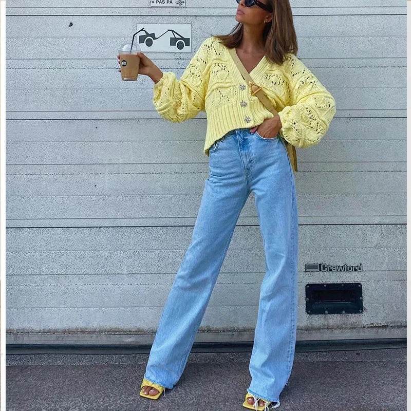 nvxiot Jeans women straight leg new high-waisted landing loose casual wide-leg pants simple street fashion women's denim trousers