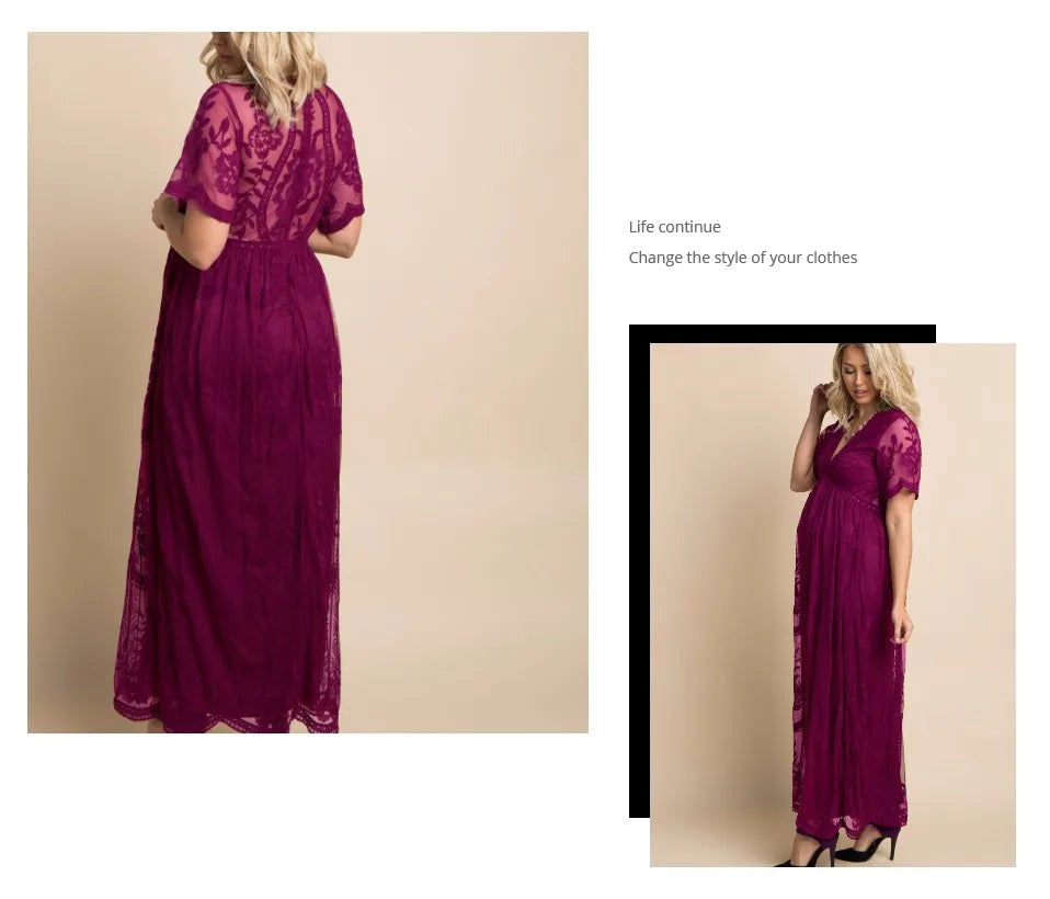 MQTIME - Summer Maternity Lace Dress Maternity Dresses for Photography Pregnant Wedding Sexy Dress