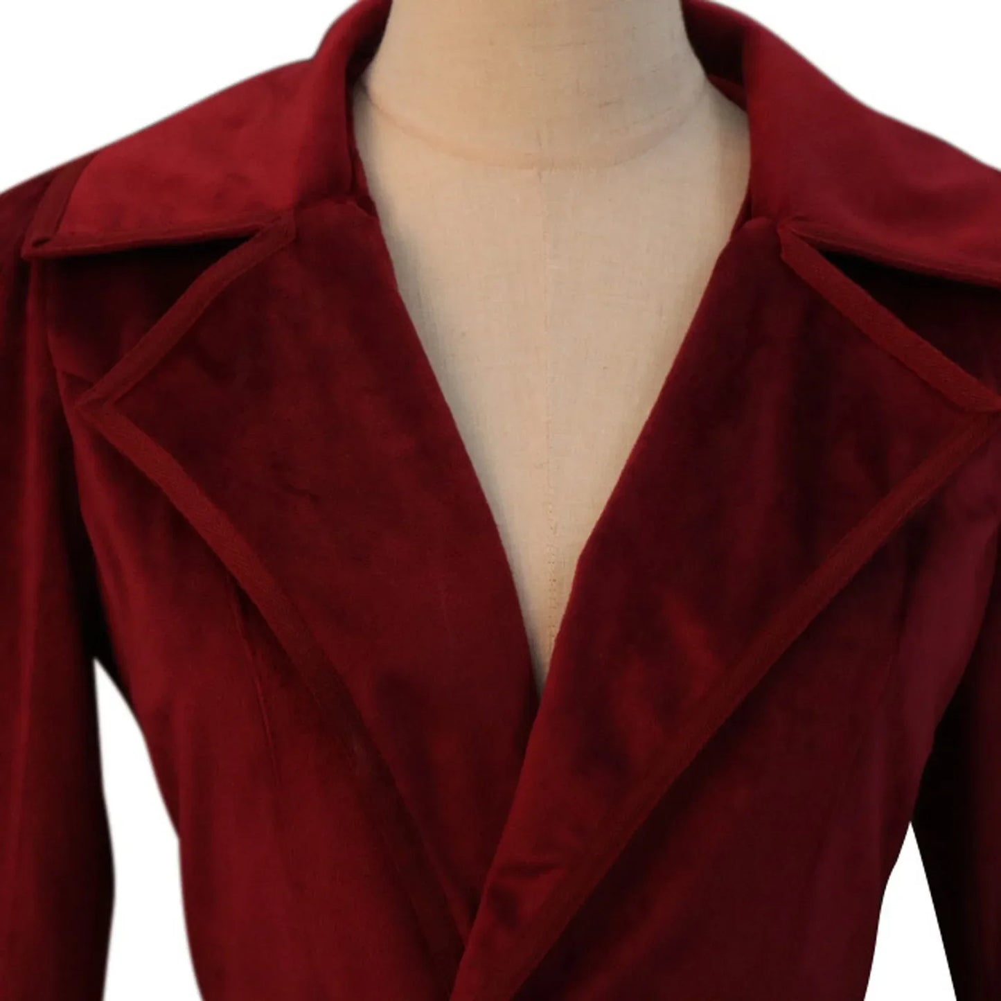 MQTIME - Women's Elegant Slim Fit Velvet Trench Long Coat Retro Temperament Red Evening Party Outfits Spring Beautiful Charming Jackets