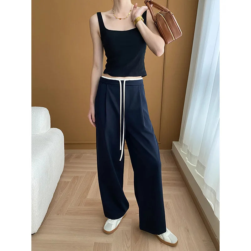 nvxiot - Drape Floor Mopping Suit Pants 2024 Early Spring New