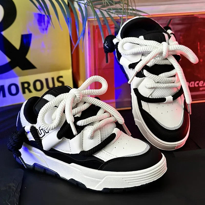 nvxiot - Men’s Vulcanized Sneakers Street Style Platform Walking Shoes for Men New Basketball Outdoor Running Casual Bread Shoes 2024