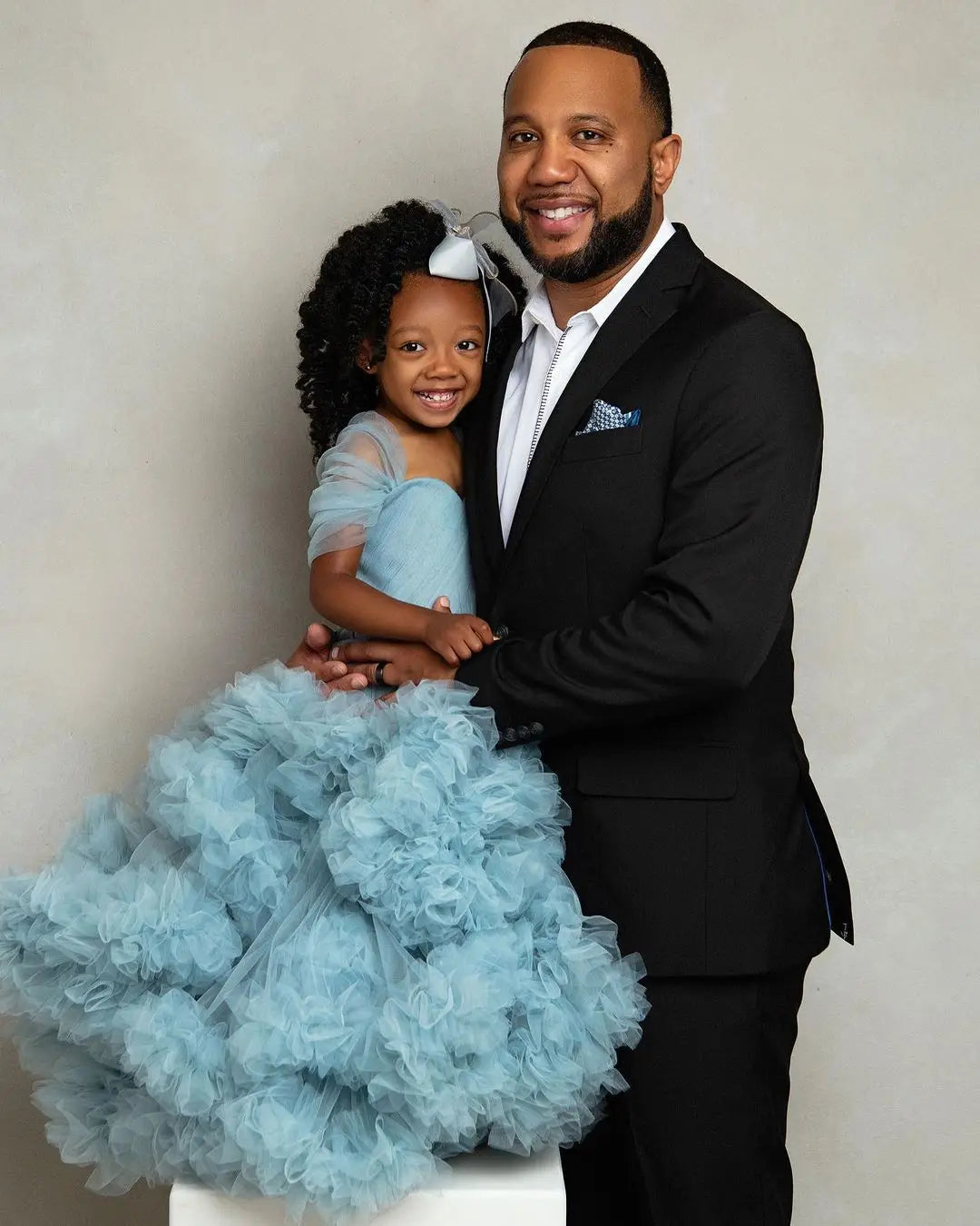 nvxiot - Blue Tulle Maternity Gown Mother and Daughter Photoshoot Dress Long Fluffy Pregnancy Ruffled Photography Dresses