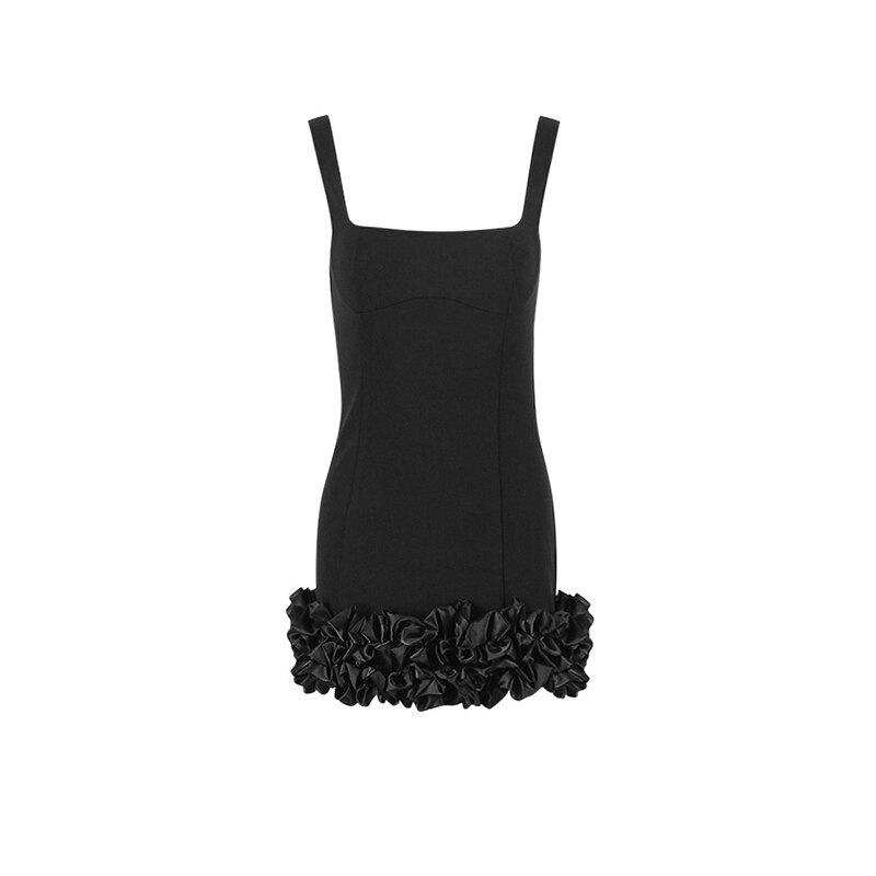nvxiot Women's Dress Suspender Patchwork Irregular Hem Mini Black Skirt Dress Female Hotsweet Style 2023 Fashion Summer New