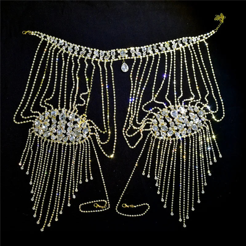 MQTIME - New Sexy Lace Rhinestone Shoulder Necklace Bride Body Chain For Pregnant Women Photography Props Wedding Accessories F01