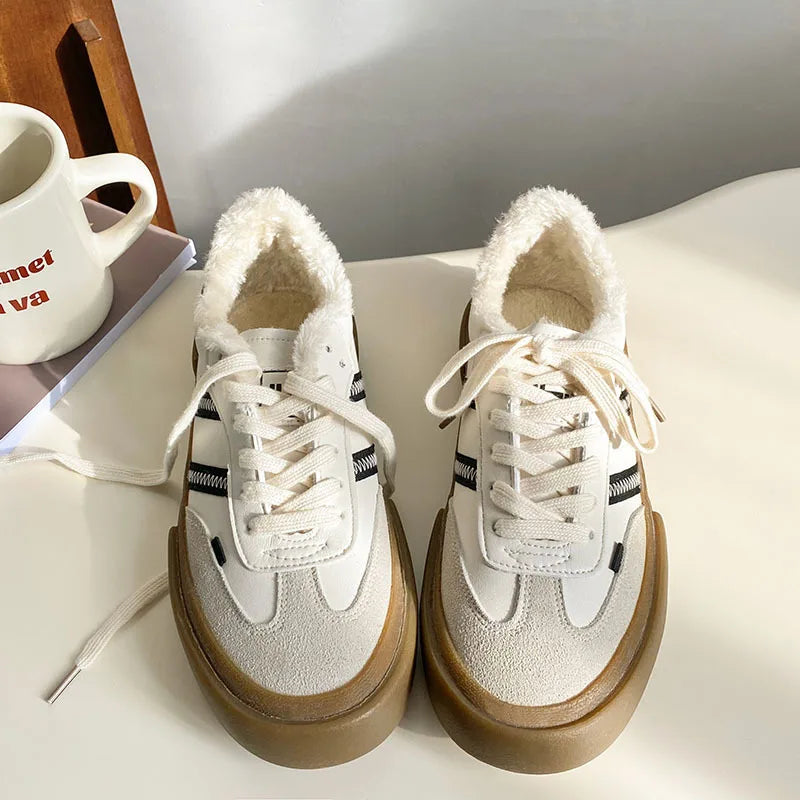 MQTIME - New Autumn Winter Fashion Shoes for Woman Classic Sneakers Women Retro Low Cut Lace Up Casual Women Sneakers Women Shoes