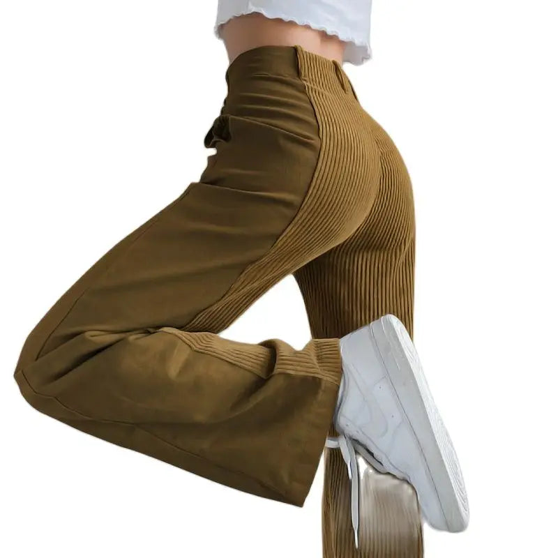 nvxiot Autumn winter new women's straight pants Plus Size high waist loose collocation color casual pants corduroy pants women trousers