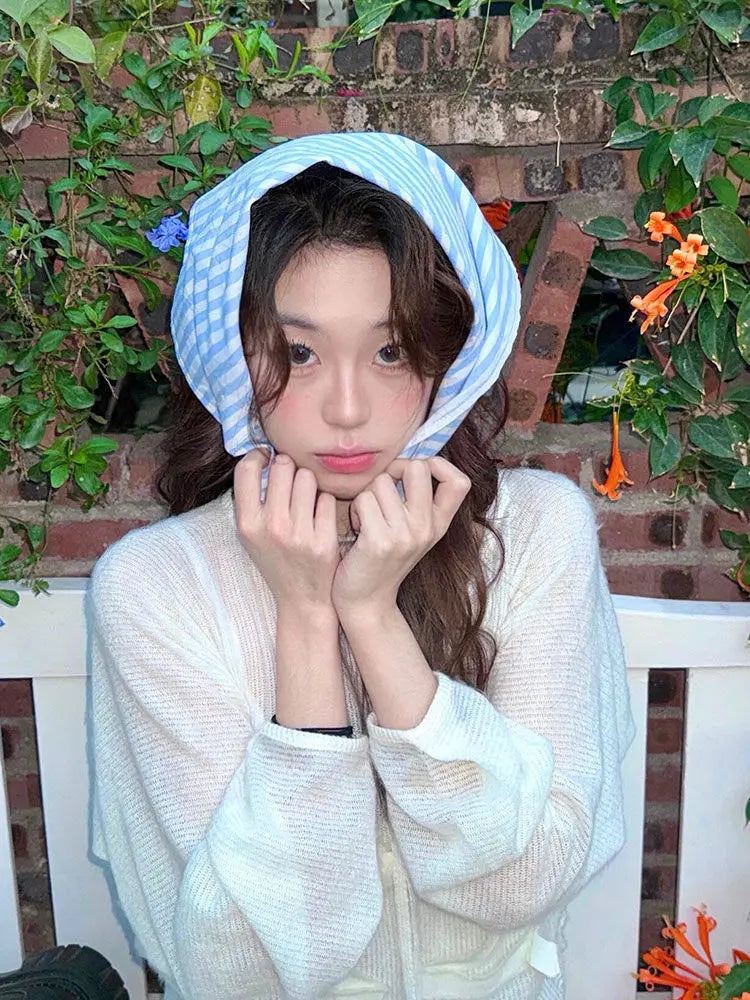 MQTIME - White Bow Slightly Transparent Knitted Long sleeved Cover up T-shirt Women Inner Wear with Straps Camisole Two Piece Set Fashion