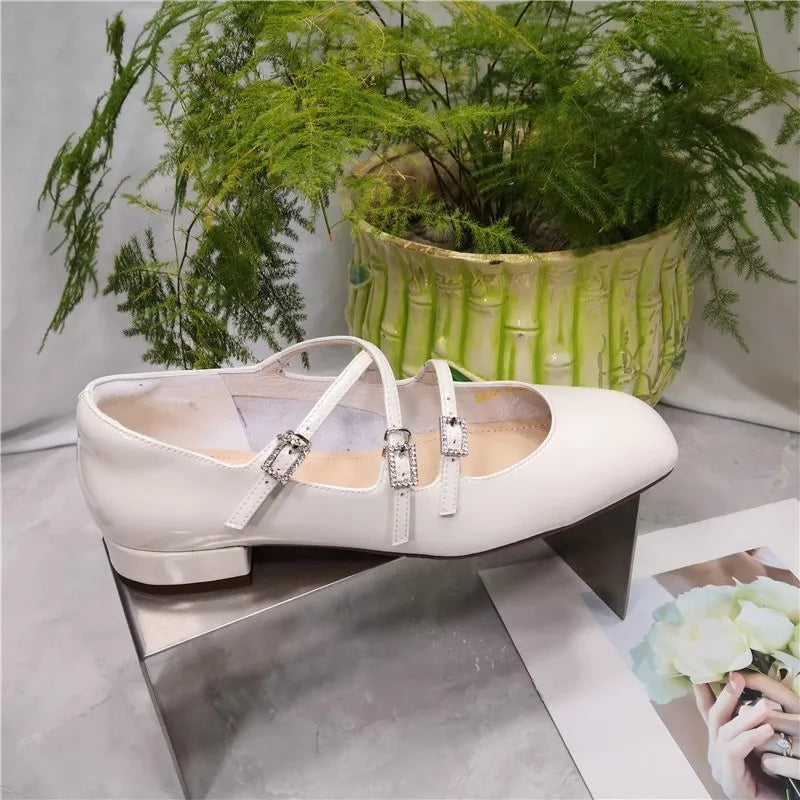 MQTIME - Vintage Square Toe Women Mary Jane Shoes Fashion Elegant Shallow Thick Heel Single Shoes Ladies Casual Outdoor Dress Pumps