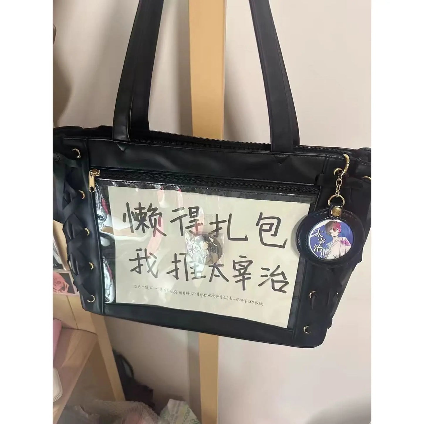 MQTIME - Sweet Lolita Pink Ita Bag Women Japanese Transparent Large Capacity Tote Bag Ladies Harajuku Kawaii Handbag Aesthetic