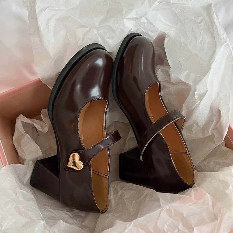 MQTIME - Mary Jane Shoes Women Retro Pumps 2024 New Spring Female Fashion Buckle Party Heels Women's Square High Heel Shoes