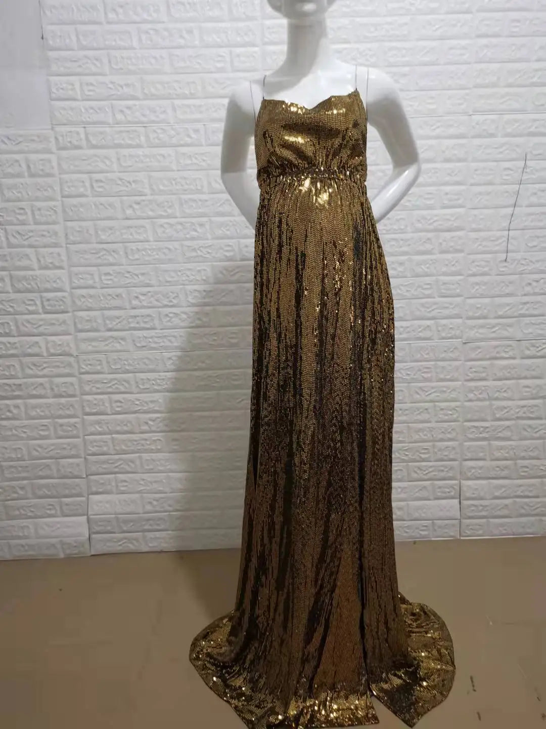 nvxiot - New Pregnant Women Photography Dress Sleeveless Sexy Sling Split Sequins Evening Dress Backless Wrap Wrap One's Buttocks Skirt