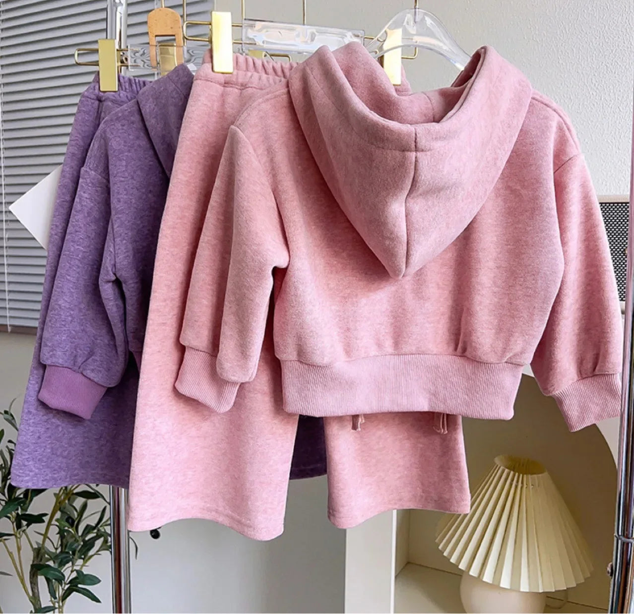 MQTIME - Spring Autumn Children Girl 2PCS Clothes Set Cotton Zipper Hooded Outwear Coat Solid Flared Pant Baby Girl Suit Kid Girl Outfits