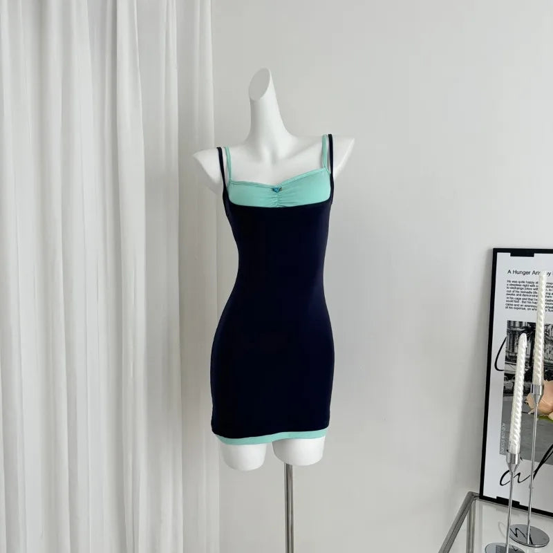 MQTIME - 2024 Summer New Sexy Slim Bodycon Dress Short Party Casual Y2k Mini Dress Chic Beach Sleeveless Korean Fashion Dress Woman