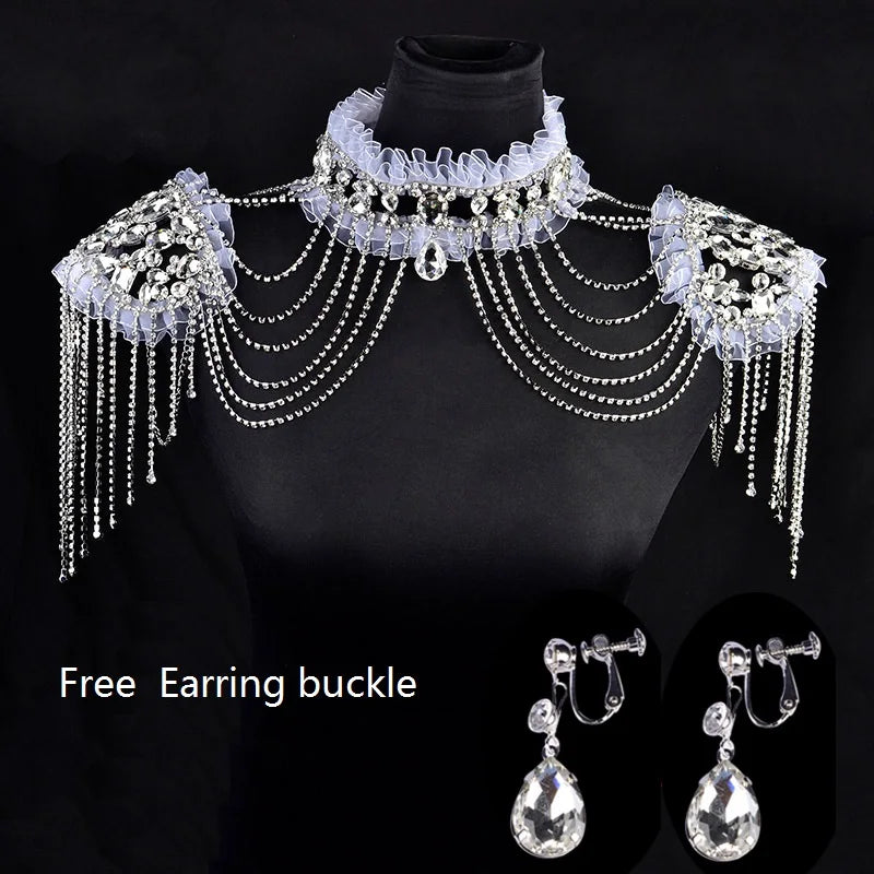 MQTIME - New Sexy Lace Rhinestone Shoulder Necklace Bride Body Chain For Pregnant Women Photography Props Wedding Accessories F01