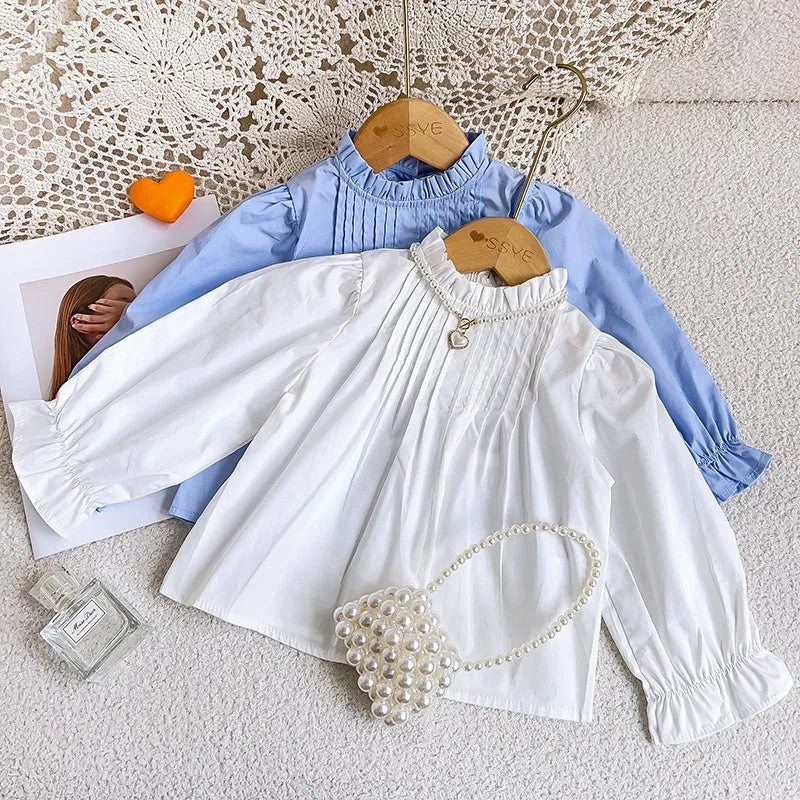 MQTIME - Autumn Girls Shirts Spring Long Sleeve Kids Blouse Fall Princess Tops Baby Girl Shirt 2 3 4 5 6 7 8Yrs