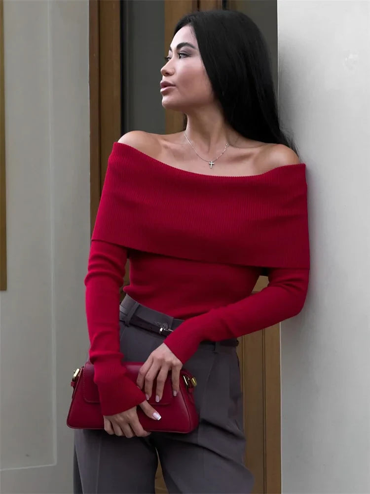 nvxiot - Sexy Knit Backless Pullover Top For Women Long Sleeve Fashion Solid High Waist Ribbed Streetwear Women's Knitwear Top 2024