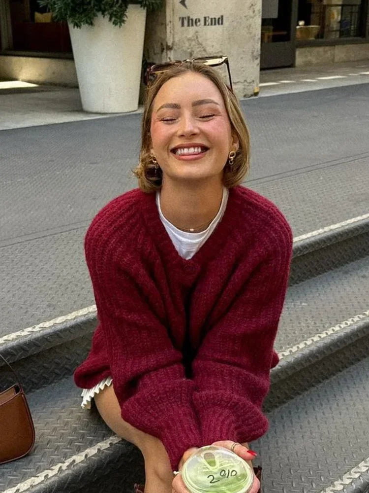MQTIME - Fashion Solid Twisted O-neck Knitted Cardigan Women Causal Long Sleeve Single Breasted Sweater Coat Autumn New High Streetwear