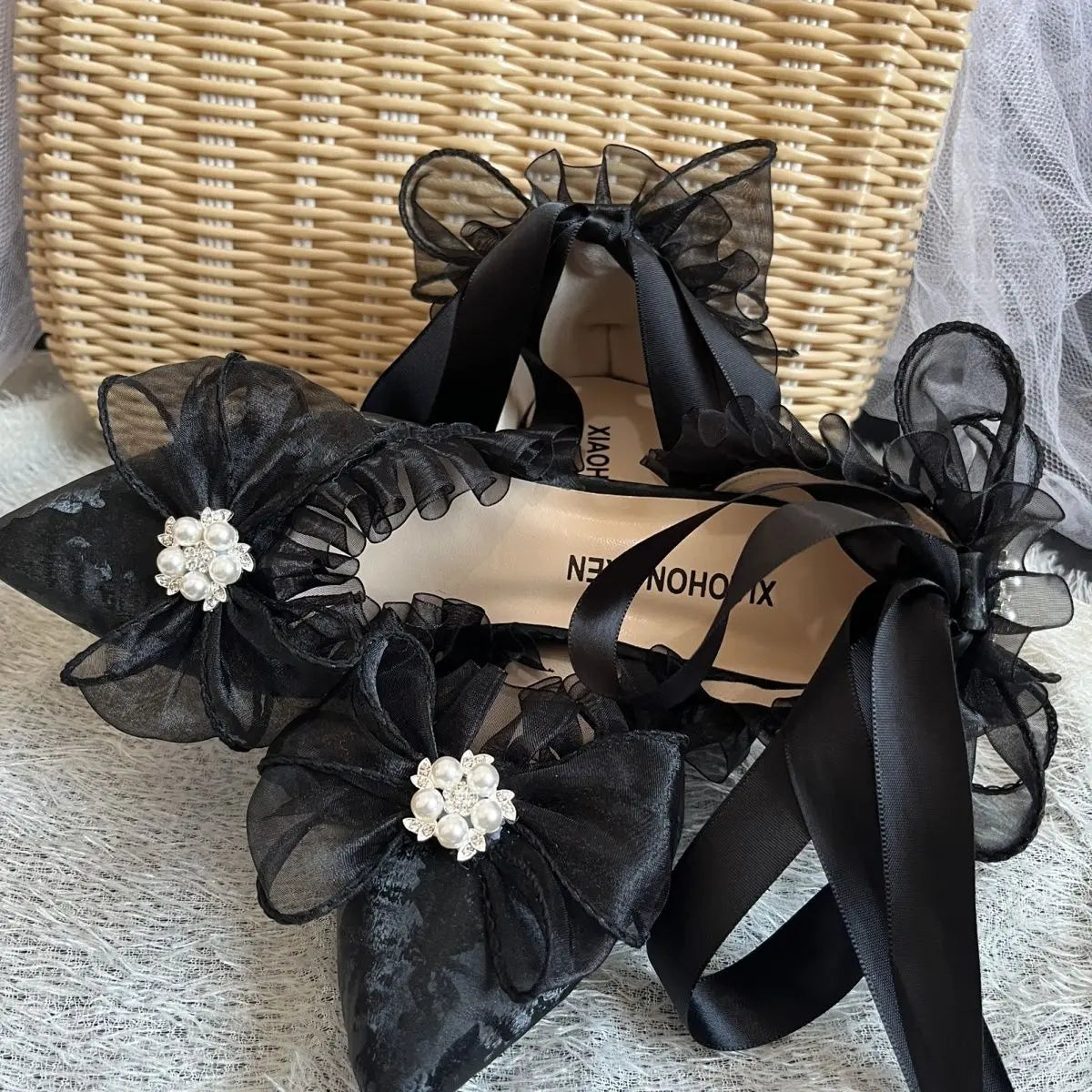 MQTIME - New French Girl Fairy Bow Sweet Wedding Shoes Lolita Shoes Y2k Women Shoes Luxury Brand High Quality Slingback Shoes Women