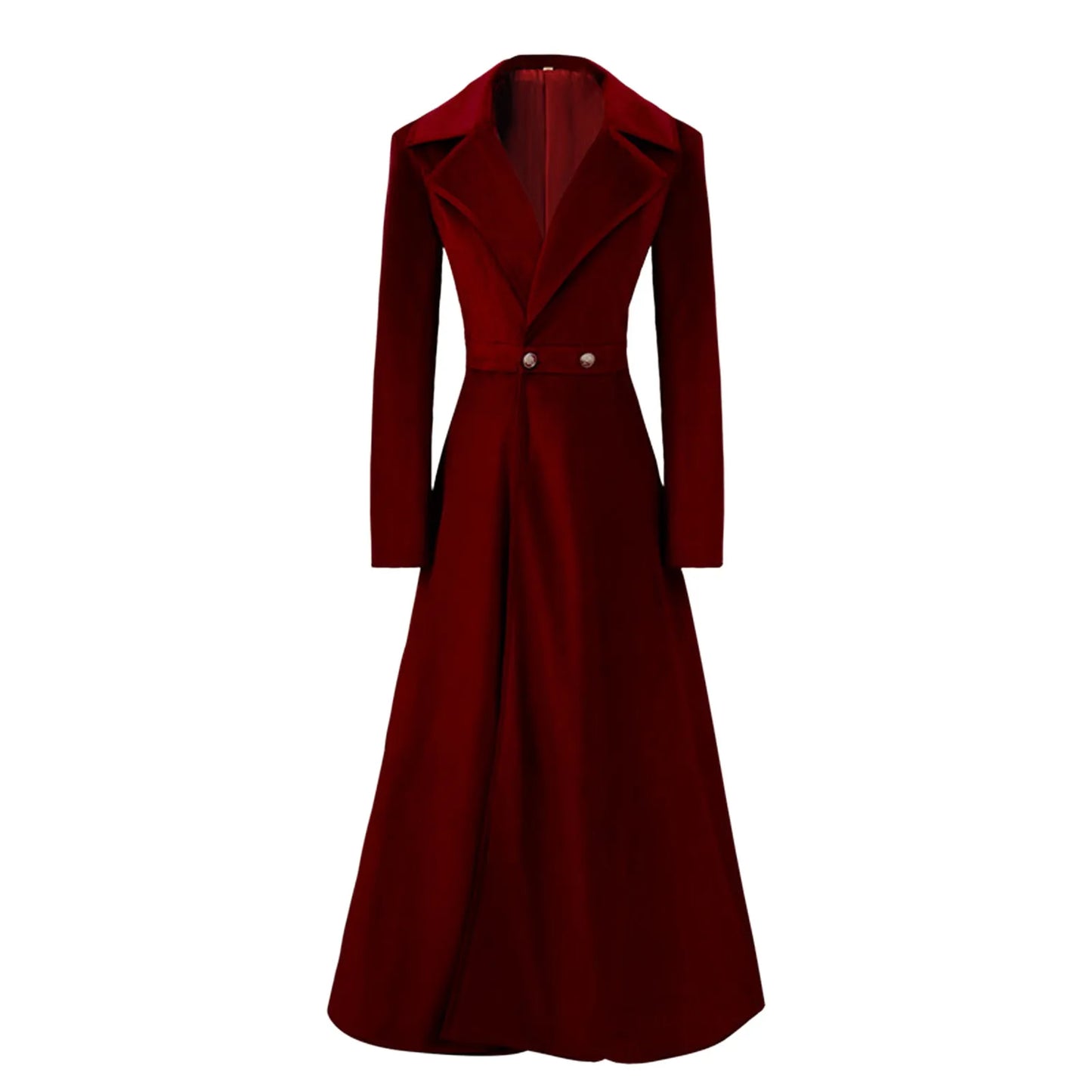 MQTIME - Women's Elegant Slim Fit Velvet Trench Long Coat Retro Temperament Red Evening Party Outfits Spring Beautiful Charming Jackets