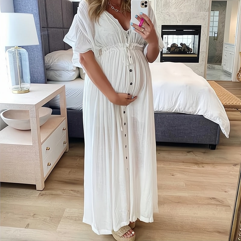 nvxiot Cotton Premama Photography Dresses Props New Boho Maternity Pregnant Gown Baby Shower Photo Shoot Wedding Dress Accessories